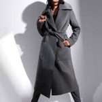 Women's Premium Long Gray Belted Trench Coat