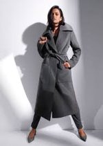 Women's Premium Long Gray Belted Trench Coat