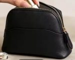 Women's Black Zipper Cosmetic Pouch Travel Makeup Bag