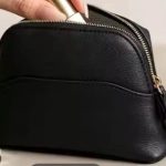 Women's Black Zipper Cosmetic Pouch Travel Makeup Bag