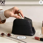 Women's Black Zipper Cosmetic Pouch Travel Makeup Bag - Image 5