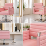Professional Pink Hydraulic Salon Chair – Modern Hairdressing & Beauty Barber Chair