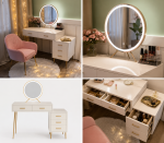 LED Makeup Vanity Mirror with Tabletop Stand – Modern Round Dressing Mirror with Touch Sensor Light