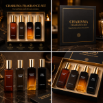 Charisma Fragrance Set for Men – 4-Piece Eau de Parfum Gift Set with Magnetic Oud, Vintage Suede, Elegant Amber & Pure Homme