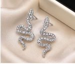 Elegant Snake Crystal Earrings for Women – Silver-Tone Rhinestone Drop Earrings - Image 3