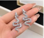 Elegant Snake Crystal Earrings for Women – Silver-Tone Rhinestone Drop Earrings - Image 4