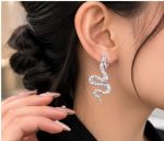 Elegant Snake Crystal Earrings for Women – Silver-Tone Rhinestone Drop Earrings - Image 5