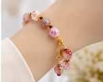 Elegant Floral Beaded Bracelet for Women – Handmade Style Pink Flower Pearl Bracelet - Image 3
