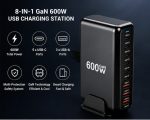 8-in-1 GaN 600W USB Charging Station – 5 USB-C & 3 USB-A Fast Charger Hub - Image 3