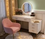 LED Makeup Vanity Mirror with Tabletop Stand – Modern Round Dressing Mirror with Touch Sensor Light - Image 2