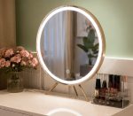 LED Makeup Vanity Mirror with Tabletop Stand – Modern Round Dressing Mirror with Touch Sensor Light - Image 3
