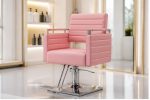 Professional Pink Hydraulic Salon Chair – Modern Hairdressing & Beauty Barber Chair - Image 2