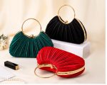 Women’s Pleated Evening Clutch Bag – Elegant Ring Handle Party & Wedding Handbag - Image 2