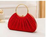 Women’s Pleated Evening Clutch Bag – Elegant Ring Handle Party & Wedding Handbag - Image 4