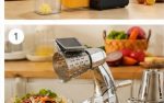 Rotary Cheese Grater & Vegetable Slicer – Manual Stainless Steel Drum Shredder for Kitchen