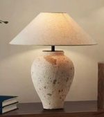 Modern Ceramic Table Lamp with Fabric Shade – Elegant Home & Bedroom Lighting