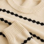 Women’s Knit 2-Piece Co-Ord Set – Cream Striped Sweater & Wide-Leg Pants Winter Outfit - Image 5